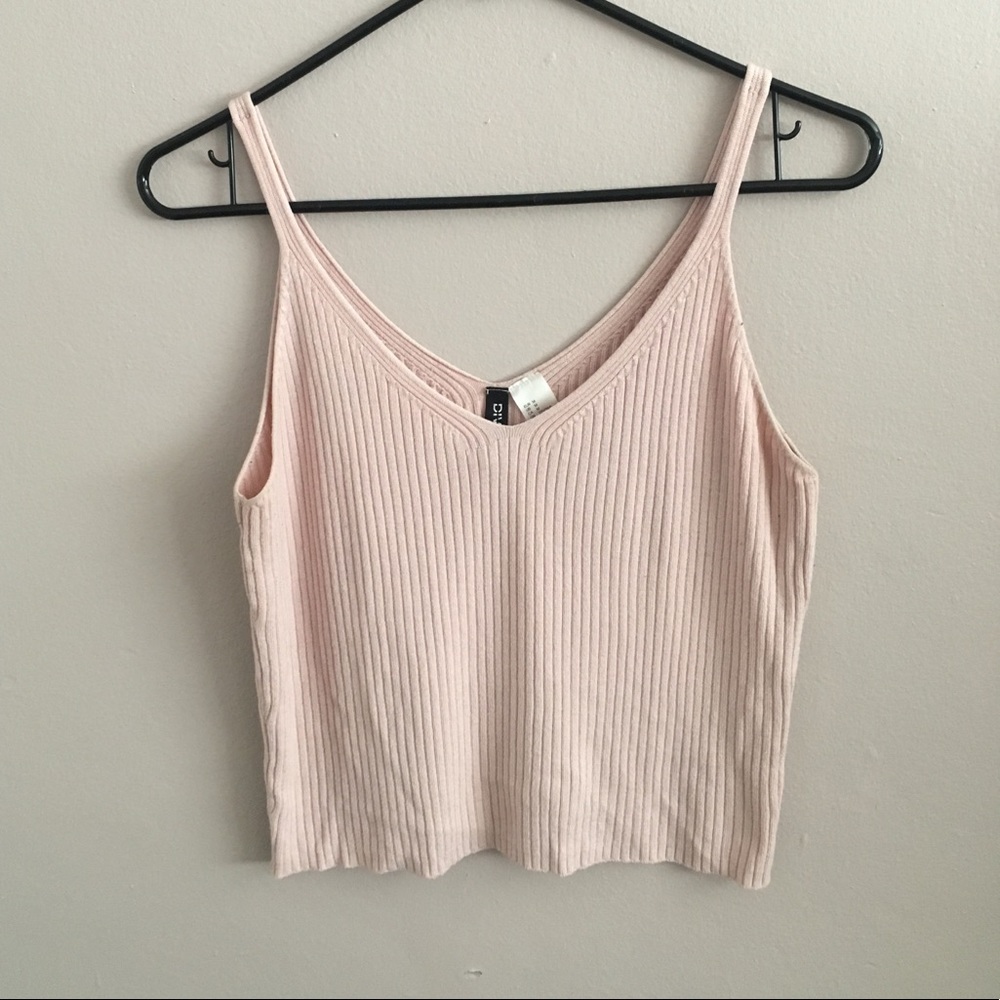Pink Ribbed Crop Top